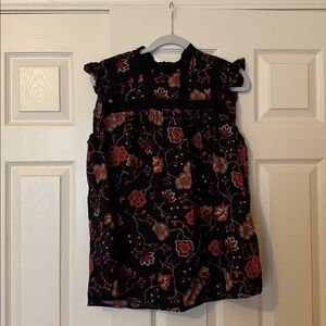 Lane Bryant Black and Red Floral Top